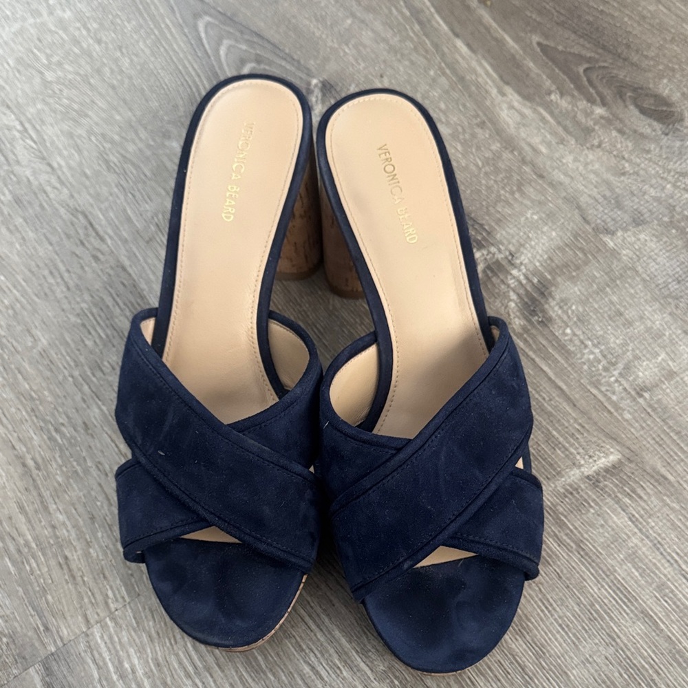 Veronica Beard Navy Mules